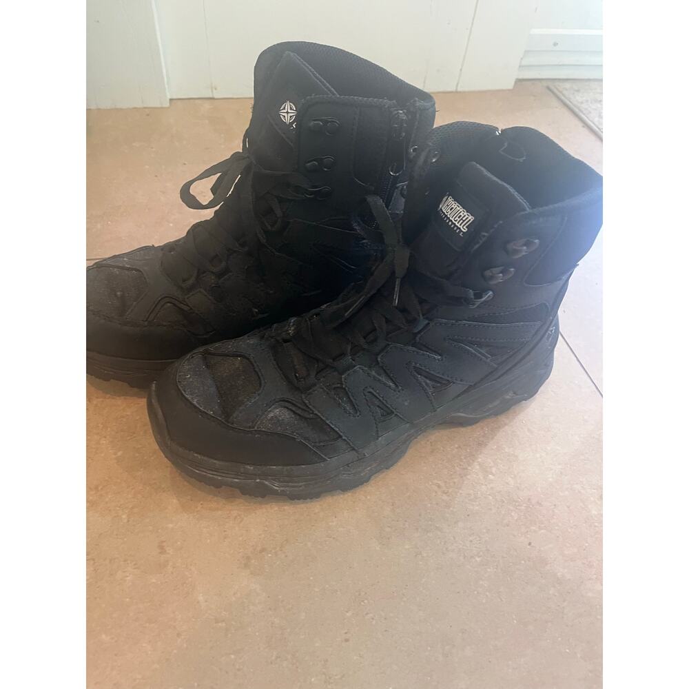 Tactical Performance Black Leather Combat Boots Men 8.5 Utility Workwear Outdoor - Picture 11 of 12